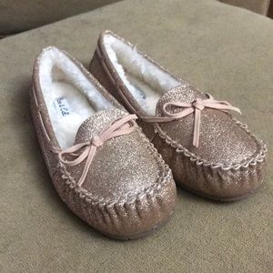 Rose Gold Glitter Moccasins NWOT